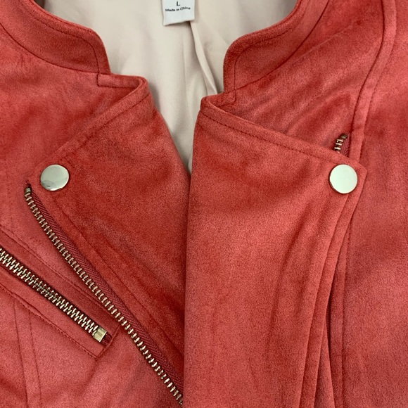 Chelsea & Violet Coral Moto Faux Suede Jacket - Picture 7 of 8